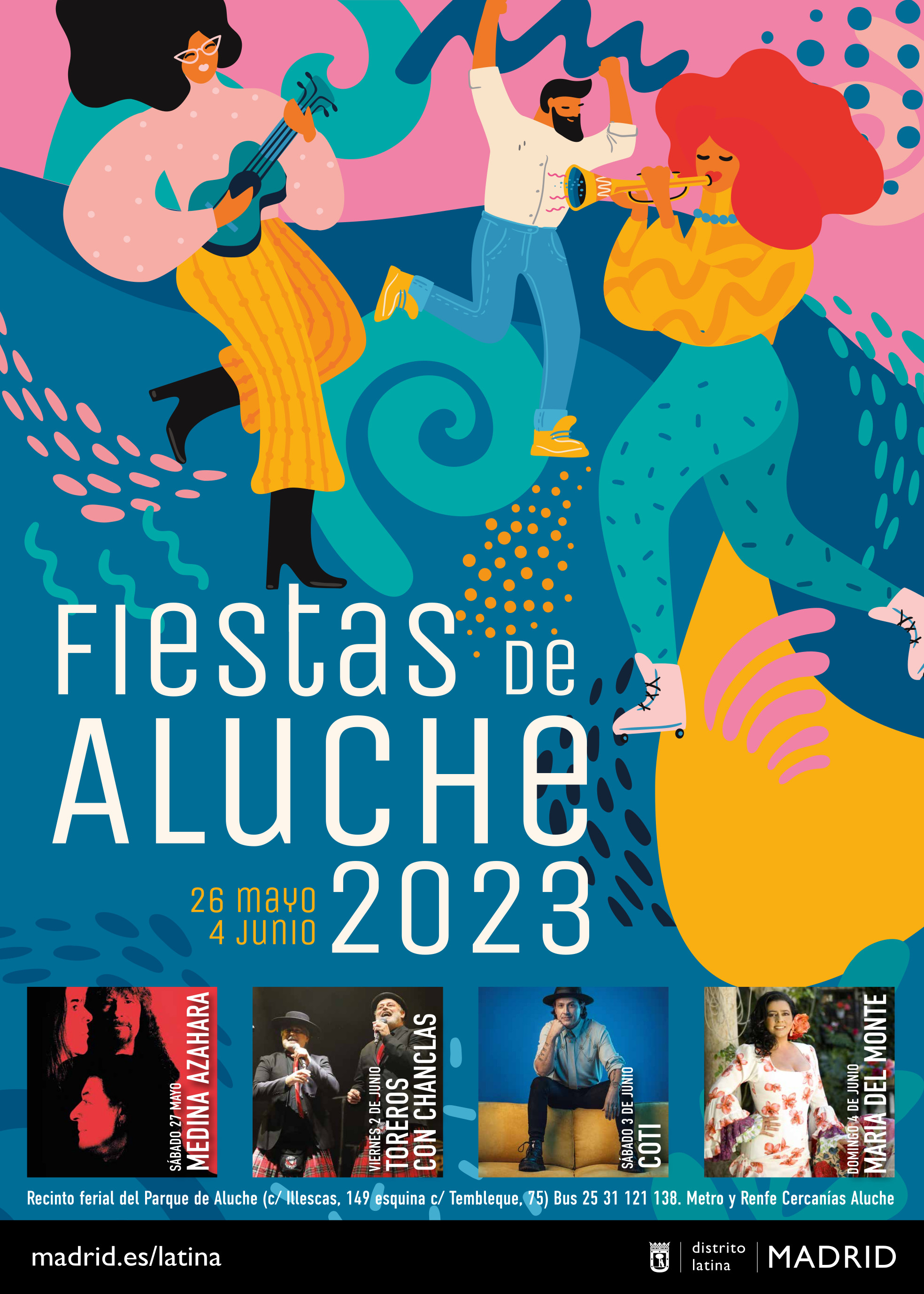 Cartel de las Fiestas de Aluche 2023 (Distrito de Latina)